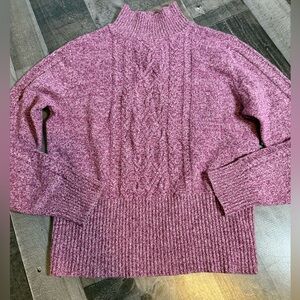 Pendleton Merino Wool Cashmere Blend Cable Knit Sweater Pink Mock Neck Cozy L